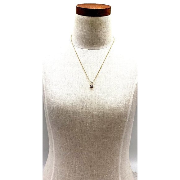 Vintage Gold-Tone Chain Necklace With Solitaire CZ Pendant by Swarovski - Picture 6 of 6